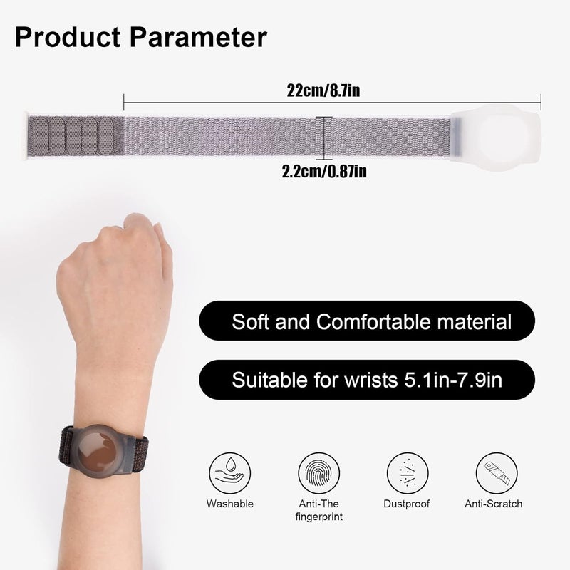 FNCOLL 2 Pack Kids Wristband for AirTag, Nylon Watch Band GPS Tracker Holder Protective Case Compatible with Apple Air Tag, Adjustable Anti-lost Bracelet for Toddler Baby Children Elders - Image 3